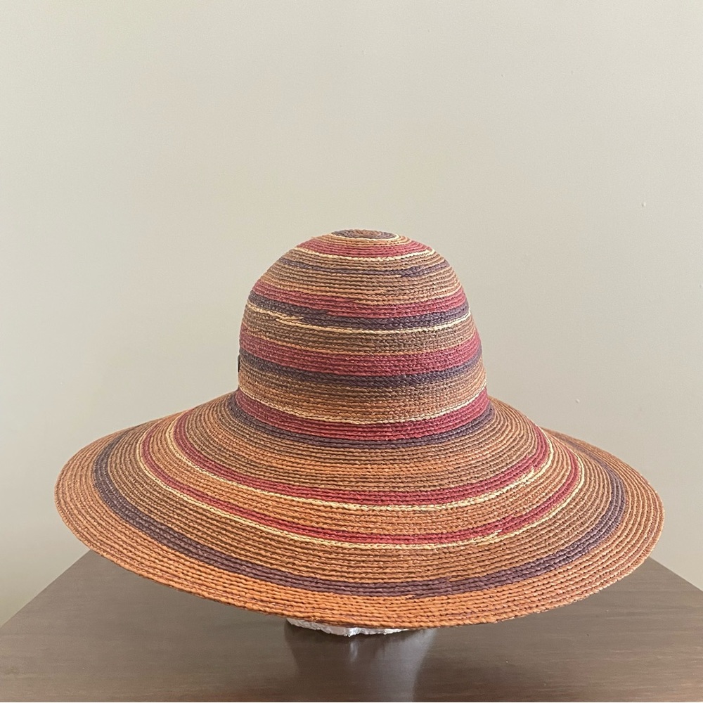 SOLD Helen Kaminski Hat Wide Brim Sun Raffia Womens Multicolor Summer Beach - Picture 5 of 15